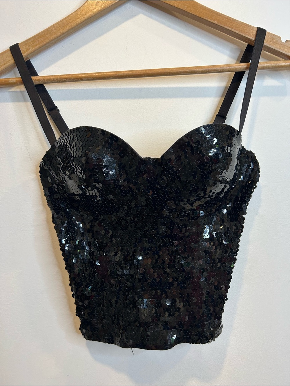 Marciano Sequin Bustier Bra Top Black